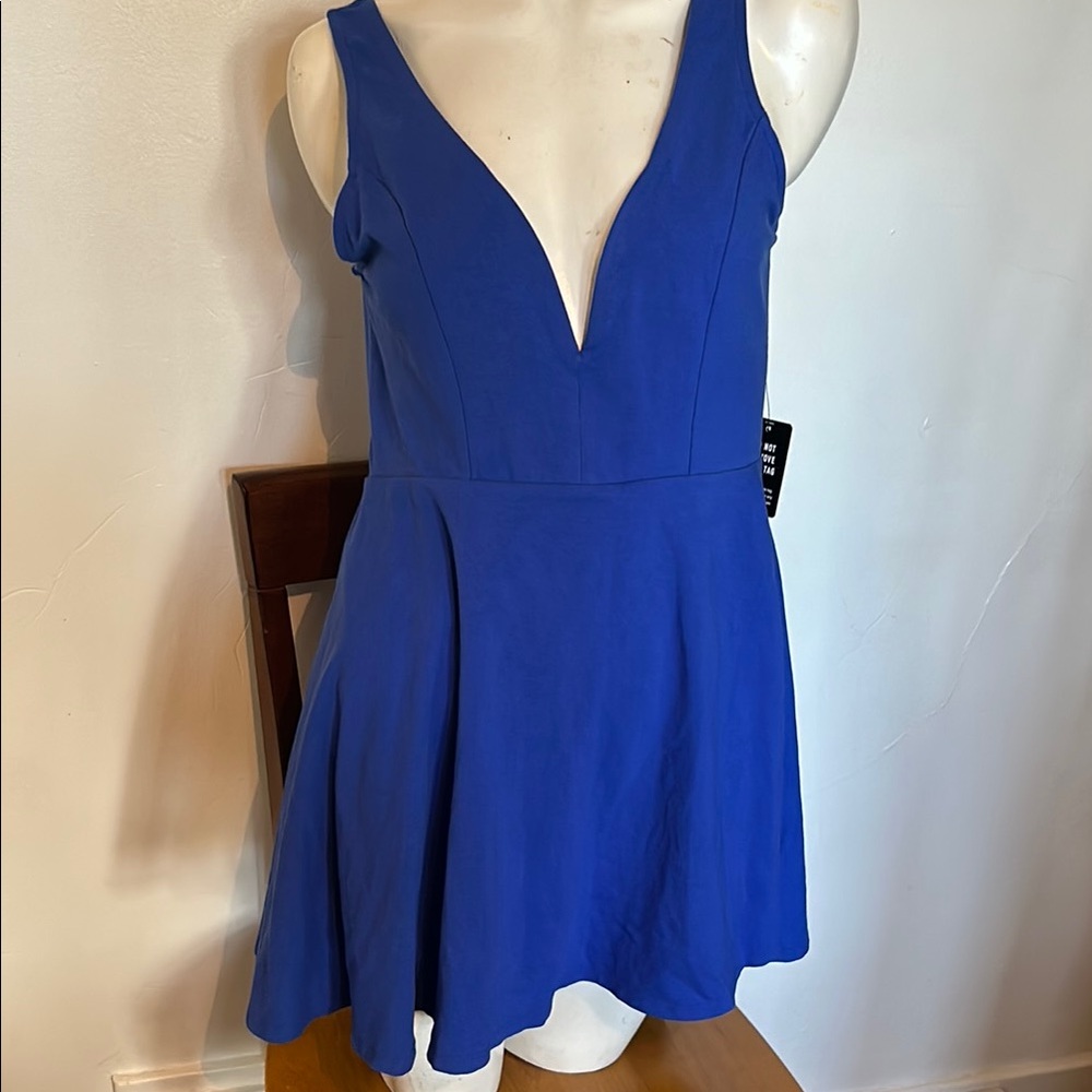 Women’s Royal Blue  Express V-Neck Fit & Flare Dress